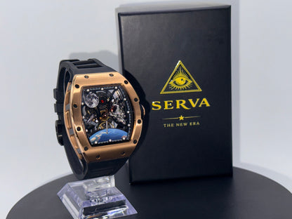 🌹 SERVA® Lunar Rose Gold – Automatic Skeleton Watch (Limited Edition)