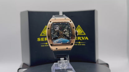 🌹 SERVA® Lunar Rose Gold – Automatic Skeleton Watch (Limited Edition)